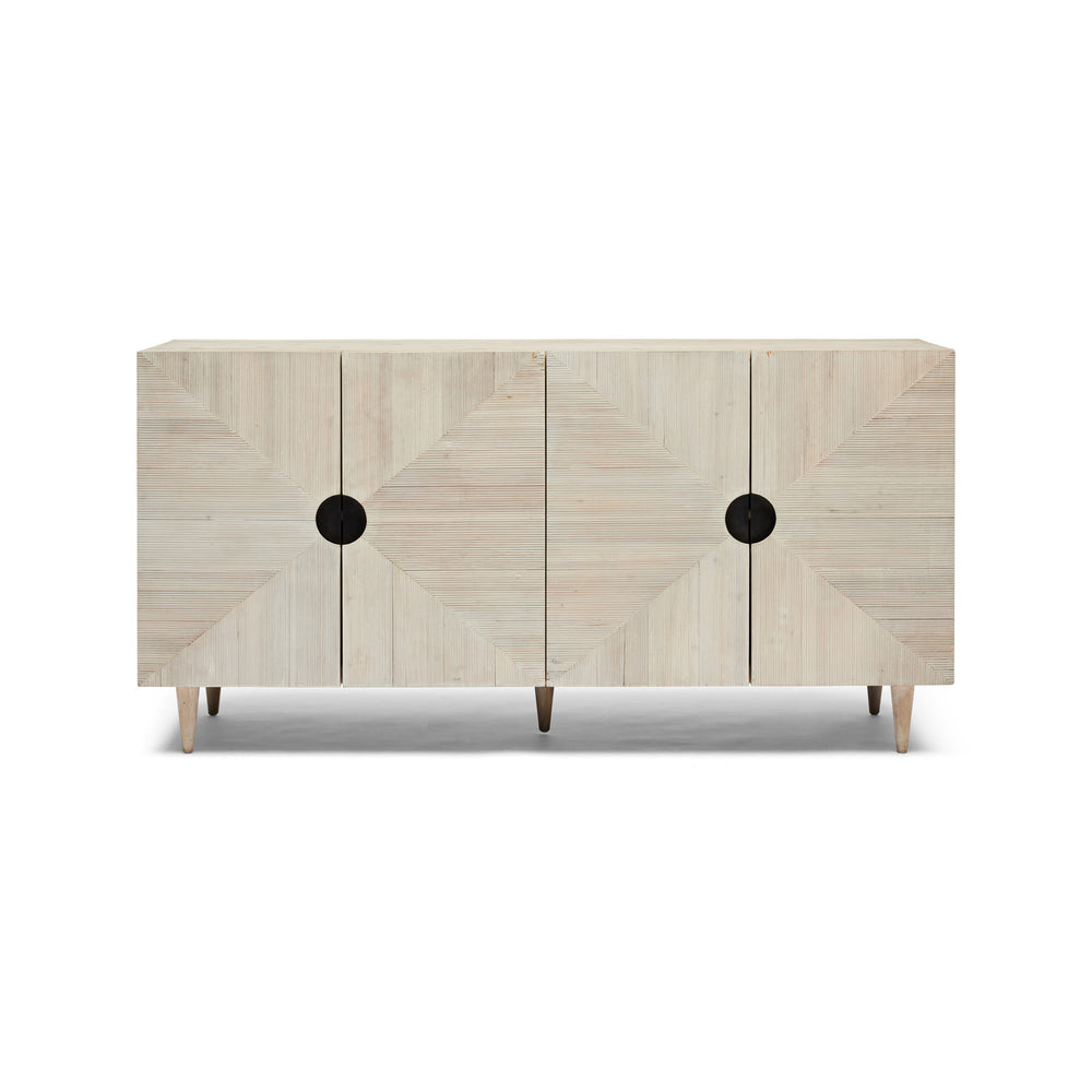 Light Oak Wooden Sideboard with Geometric Fronts