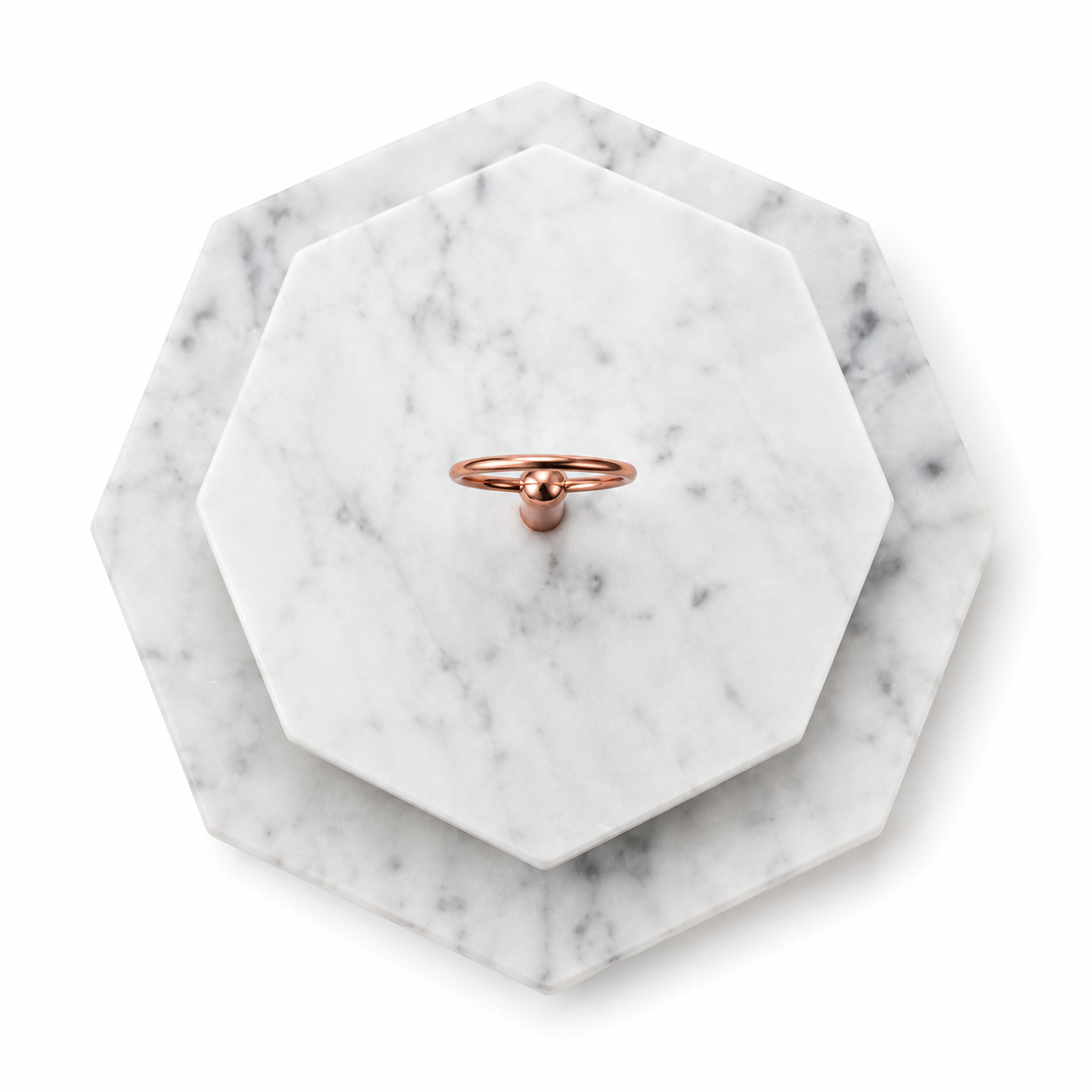 Marble 2-Tier Serving Stand with Rose Gold Handle