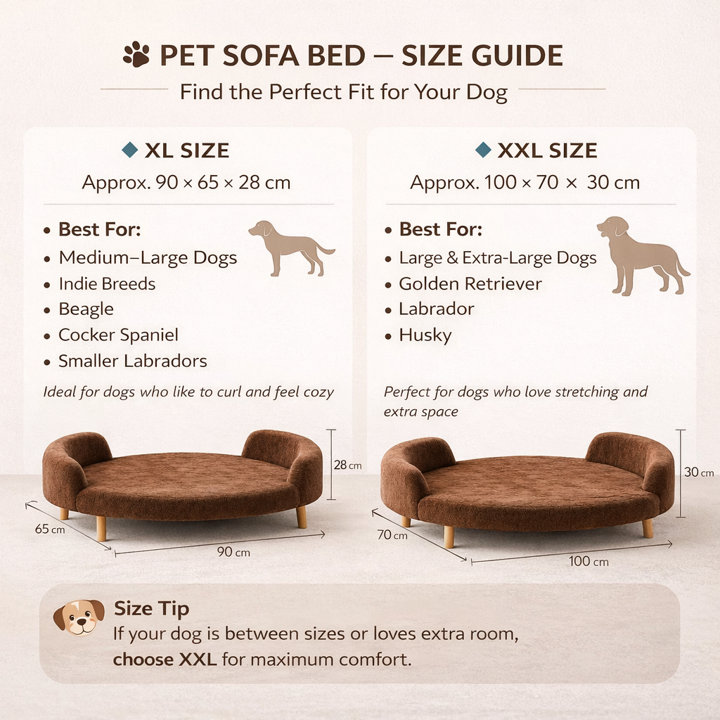 Luxe Raised Pet Sofa Bed for Large Dogs | XL & XXL Sizes