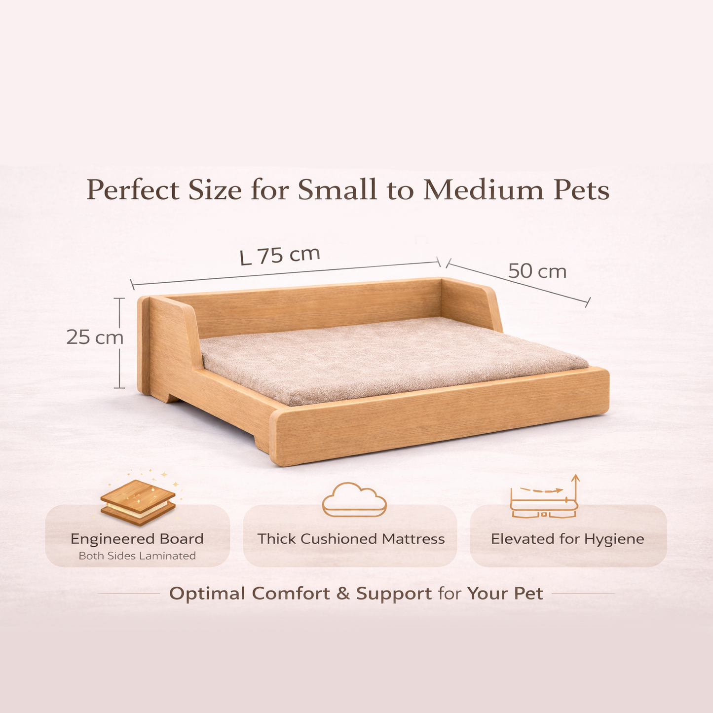 Luxe Raised Pet Bed – Mocha Brown