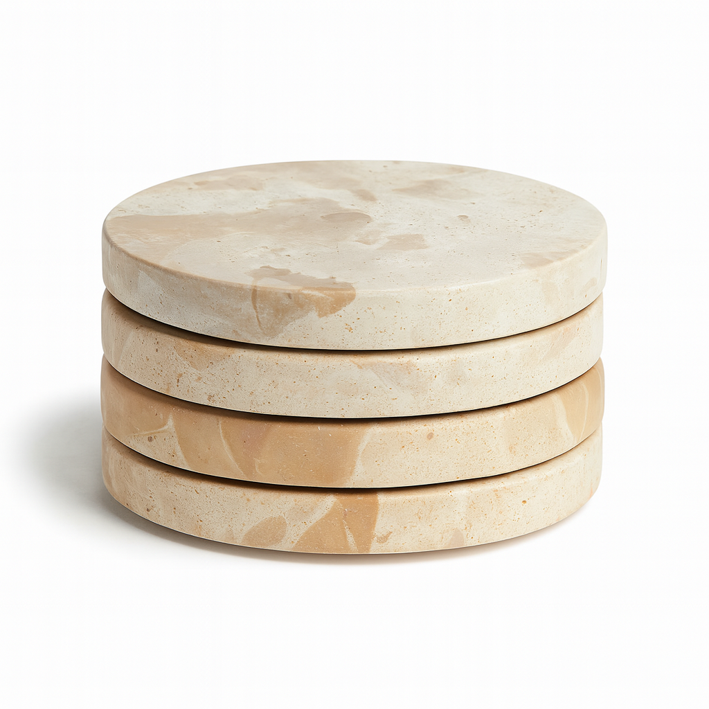 Gold Marble Round Coasters – Set of 4