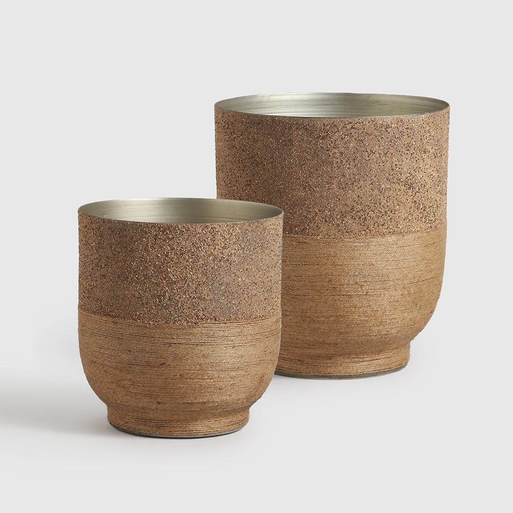 Selya Iron Vase With Jute, Wrappers Indoor Planter – Elegant Decorative Centerpiece