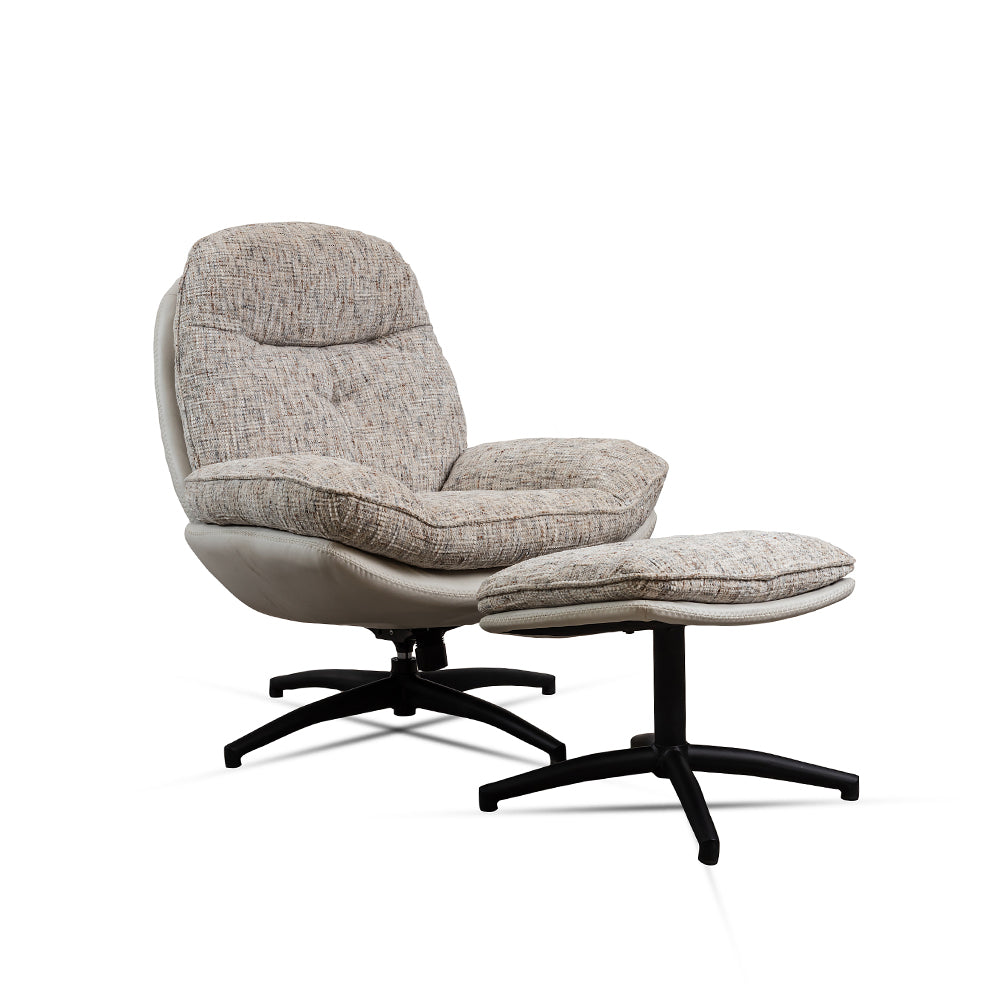 Nimbus Cotton Chair with Ottoman – Cotton Upholstery & Iron Base