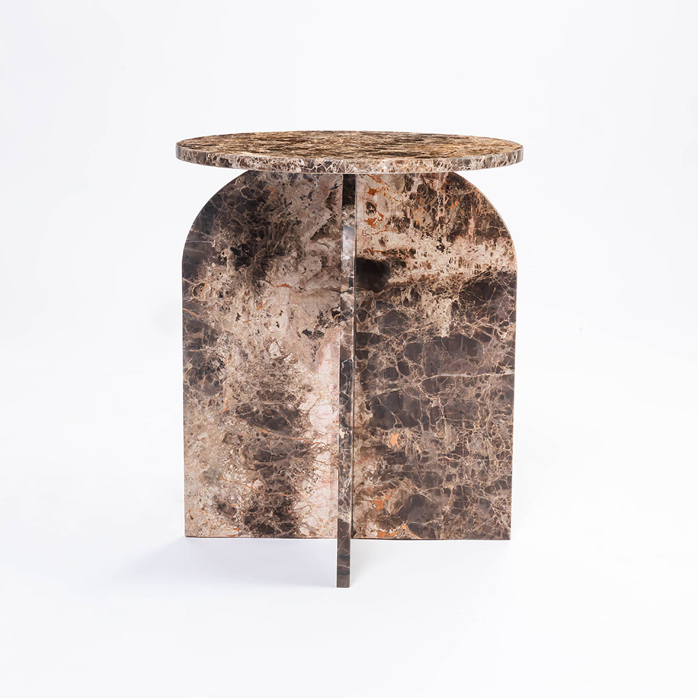 Brown Emperador Italian Marble Accent Table – Handcrafted Luxury Imported Stone Furniture