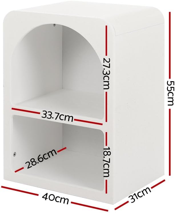 Minimalist White Bedside Table with Two Open Shelves