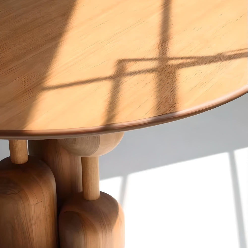 Sculptural Round Wooden Dining Table