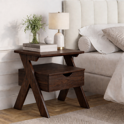 Smart Livin Linear Engineered Wood Bedside Table - Auburn Oak