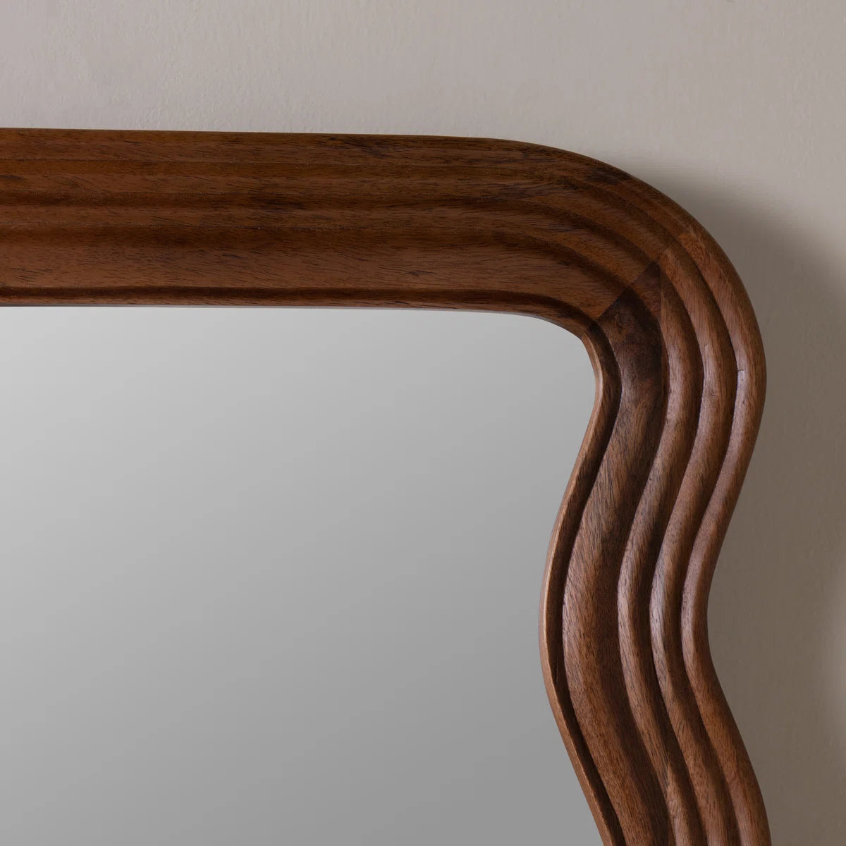 Wavy Wooden Frame Full-Length Mirror
