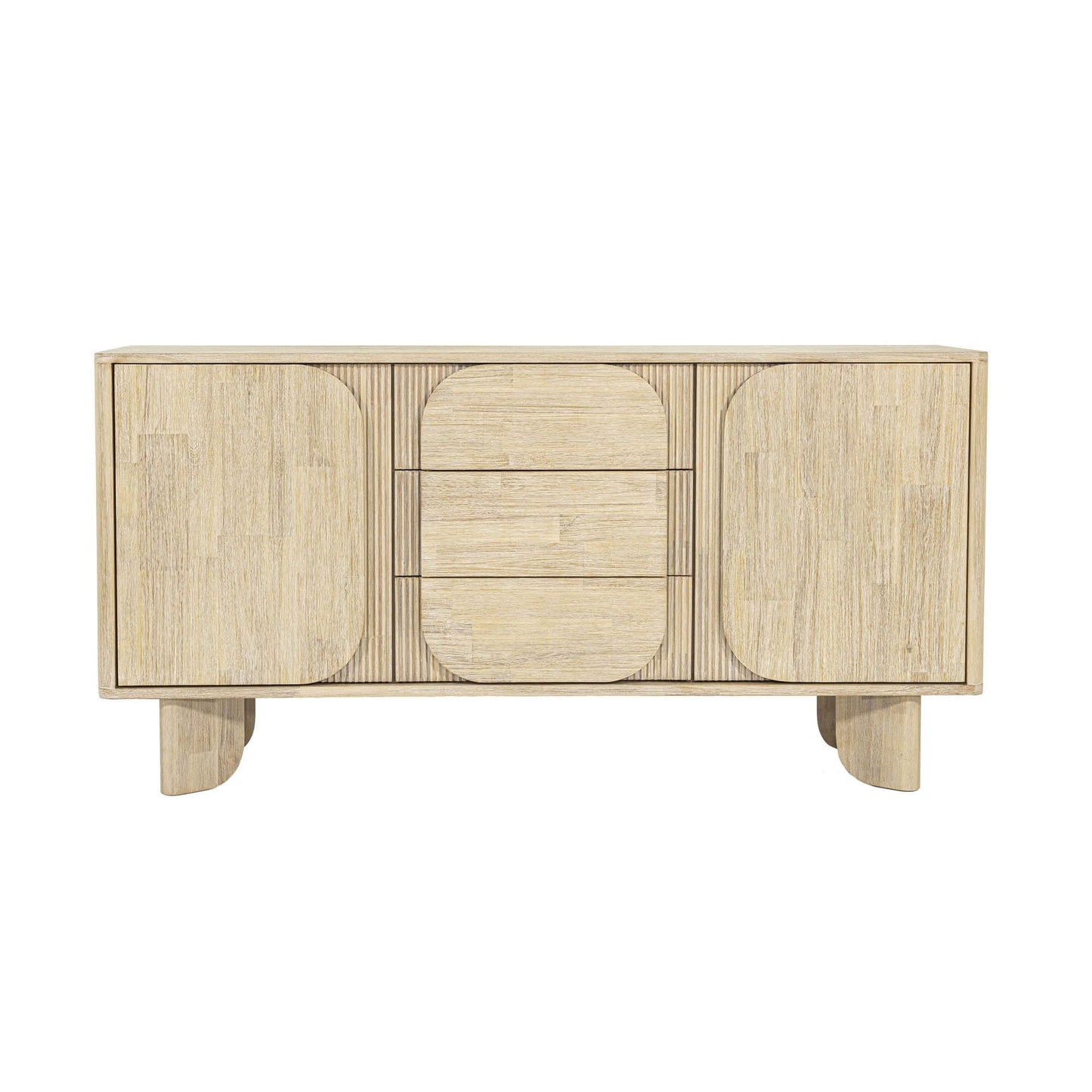 Light Oak Sideboard with Rounded Geometric Fronts
