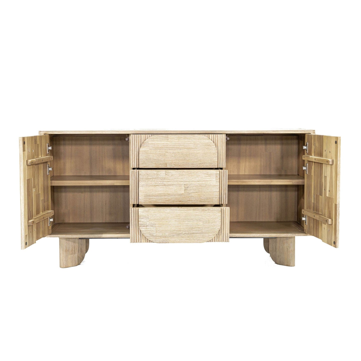 Light Oak Sideboard with Rounded Geometric Fronts