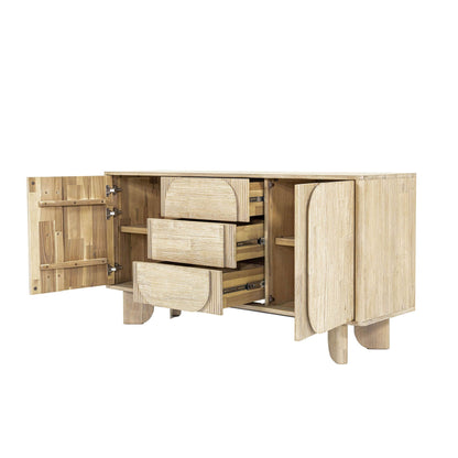 Light Oak Sideboard with Rounded Geometric Fronts