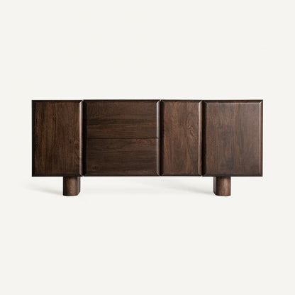 Dark Walnut Wooden Sideboard with Bold Geometric Fronts