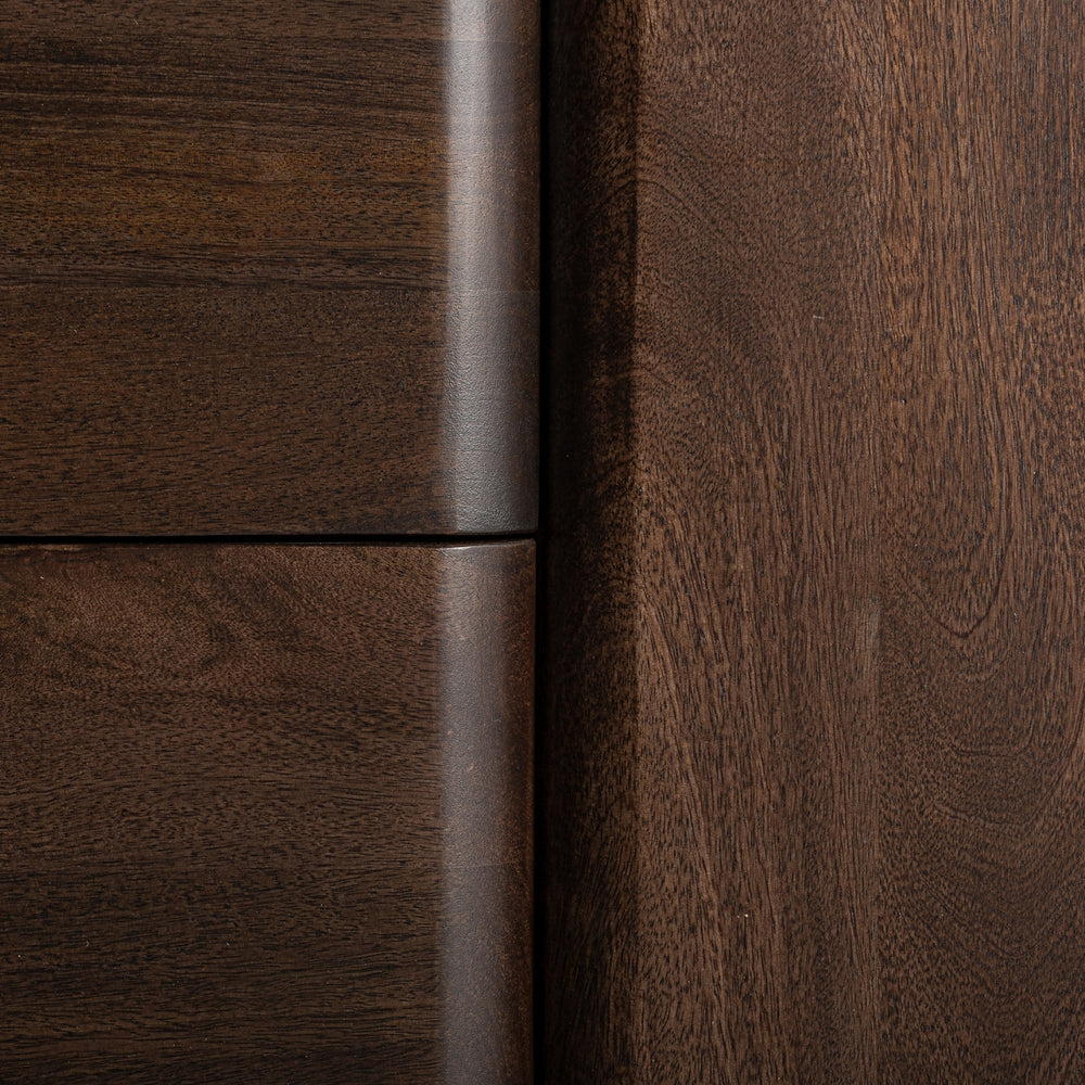 Dark Walnut Wooden Sideboard with Bold Geometric Fronts