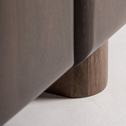 Dark Walnut Wooden Sideboard with Bold Geometric Fronts