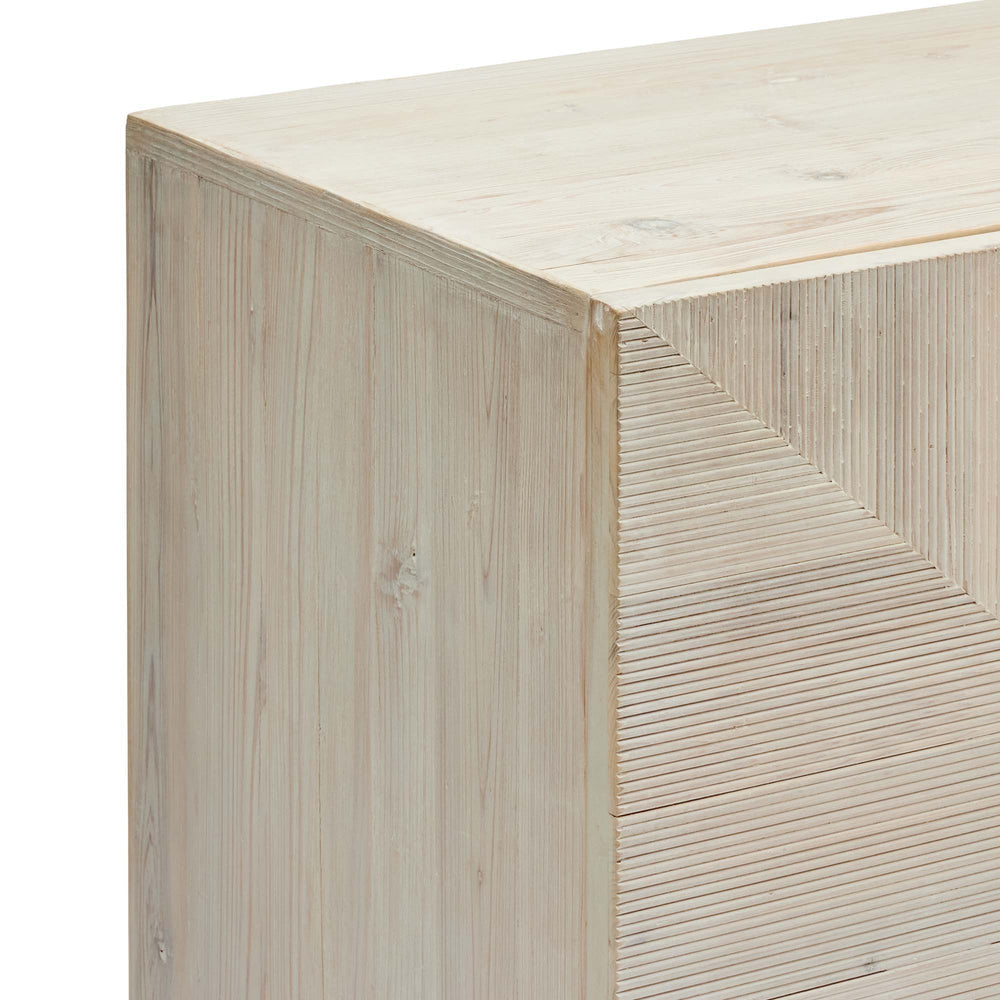 Light Oak Wooden Sideboard with Geometric Fronts
