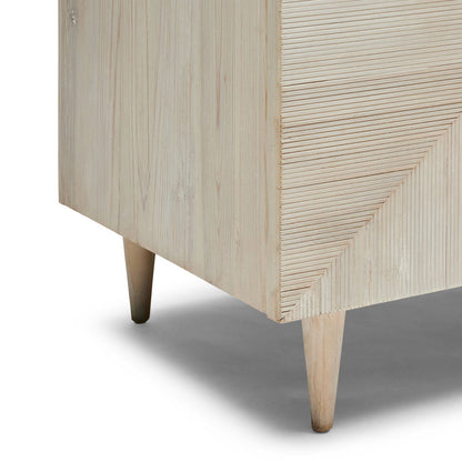 Light Oak Wooden Sideboard with Geometric Fronts