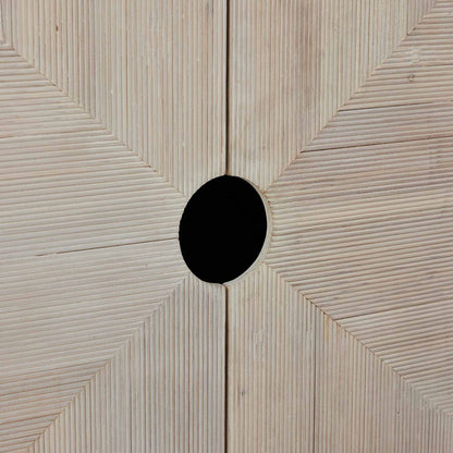 Light Oak Wooden Sideboard with Geometric Fronts