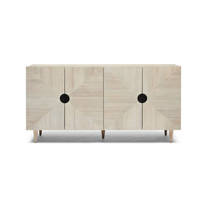 Light Oak Wooden Sideboard with Geometric Fronts