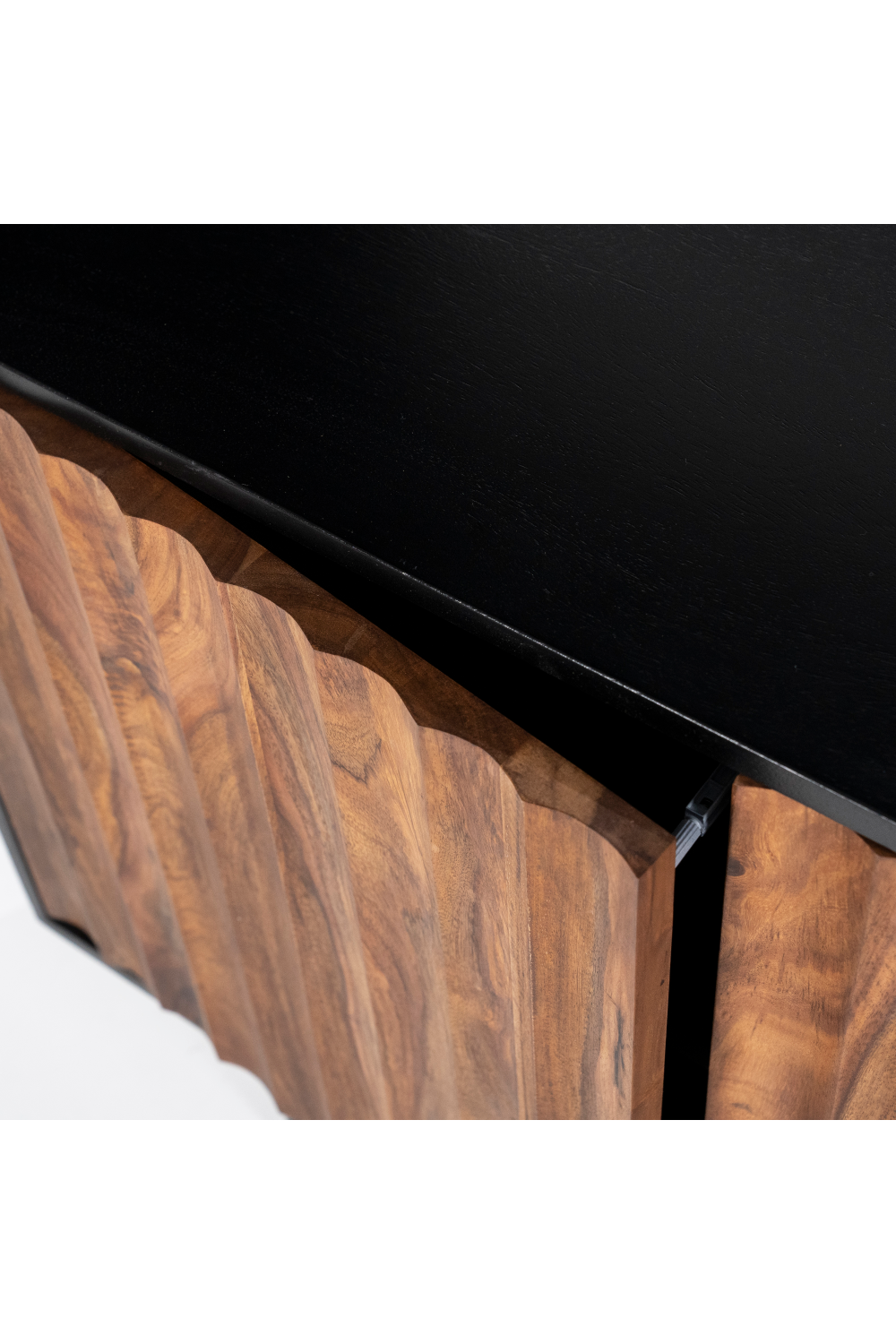 Black Wooden Bookshelf with Open Display & Storage Cabinet