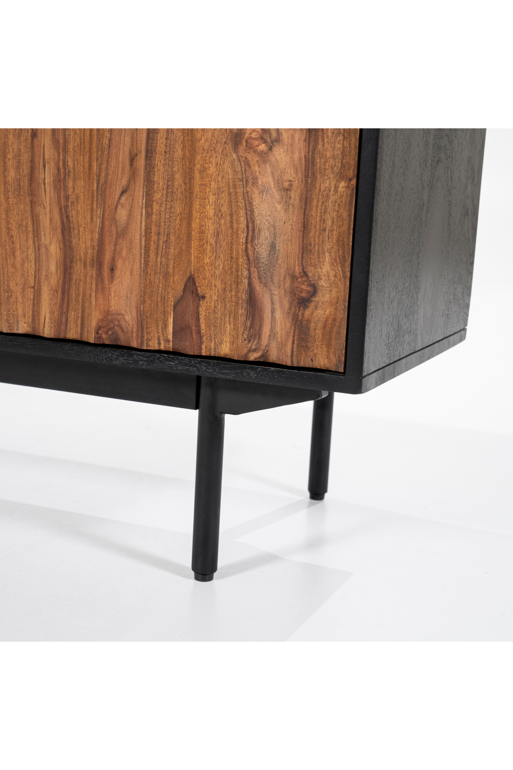 Black Wooden Bookshelf with Open Display & Storage Cabinet