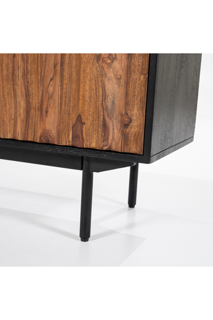 Black Wooden Bookshelf with Open Display & Storage Cabinet