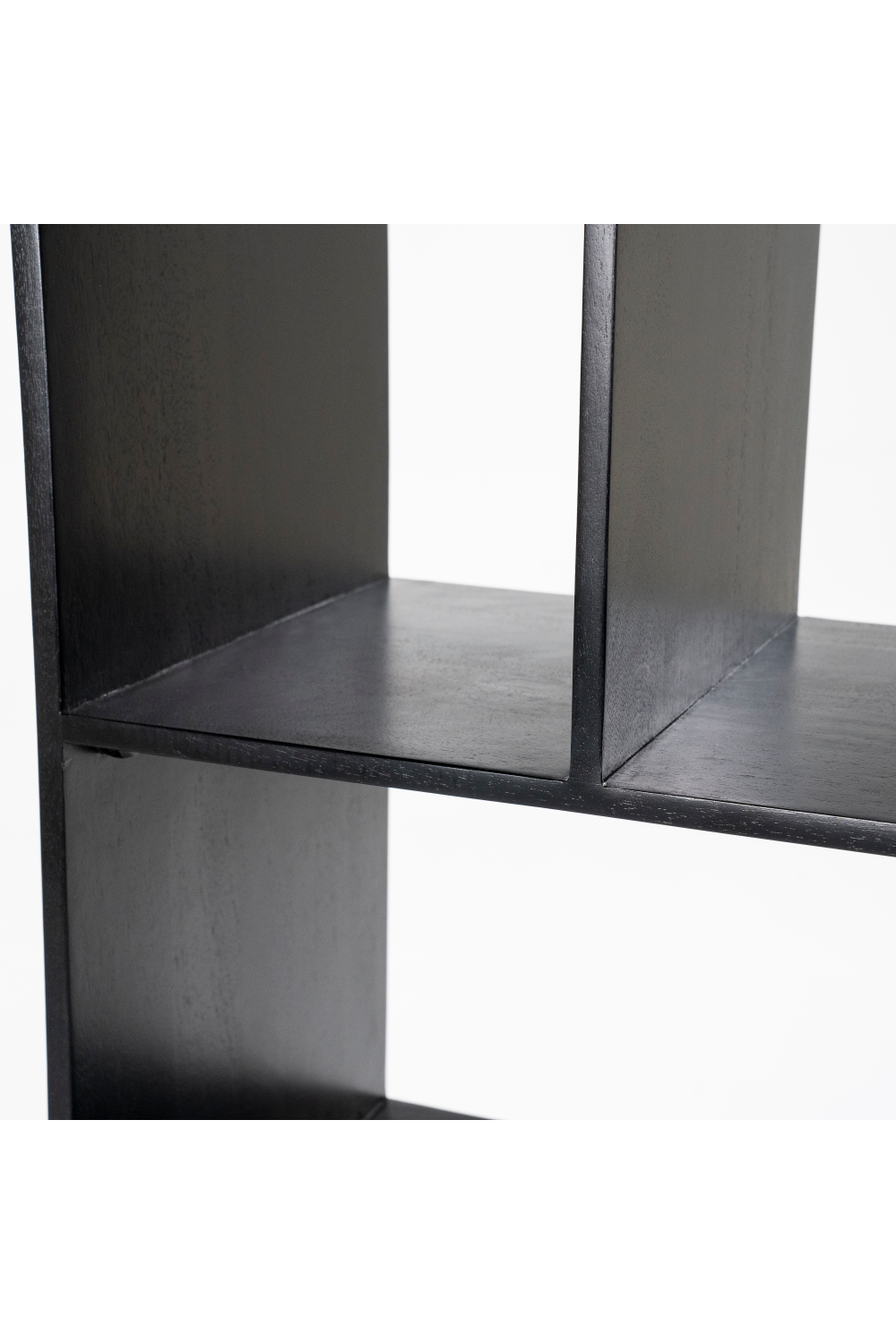 Black Wooden Bookshelf with Open Display & Storage Cabinet