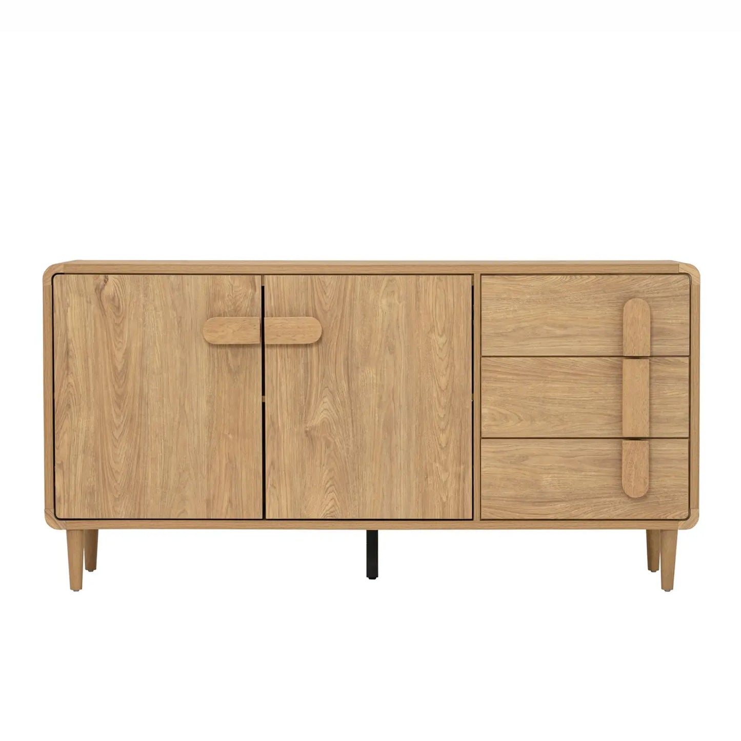 Scandinavian Oak Sideboard with Drawers & Cabinets