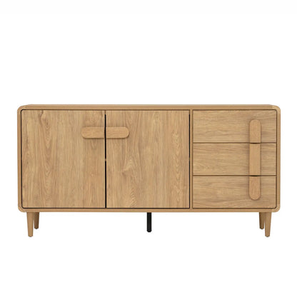 Scandinavian Oak Sideboard with Drawers & Cabinets
