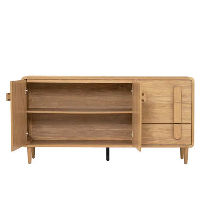 Scandinavian Oak Sideboard with Drawers & Cabinets