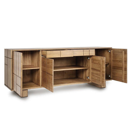 Geometric Pattern Oak Sideboard