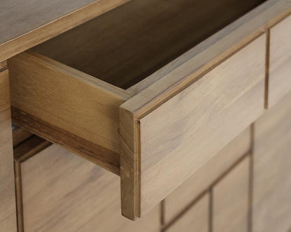 Geometric Pattern Oak Sideboard