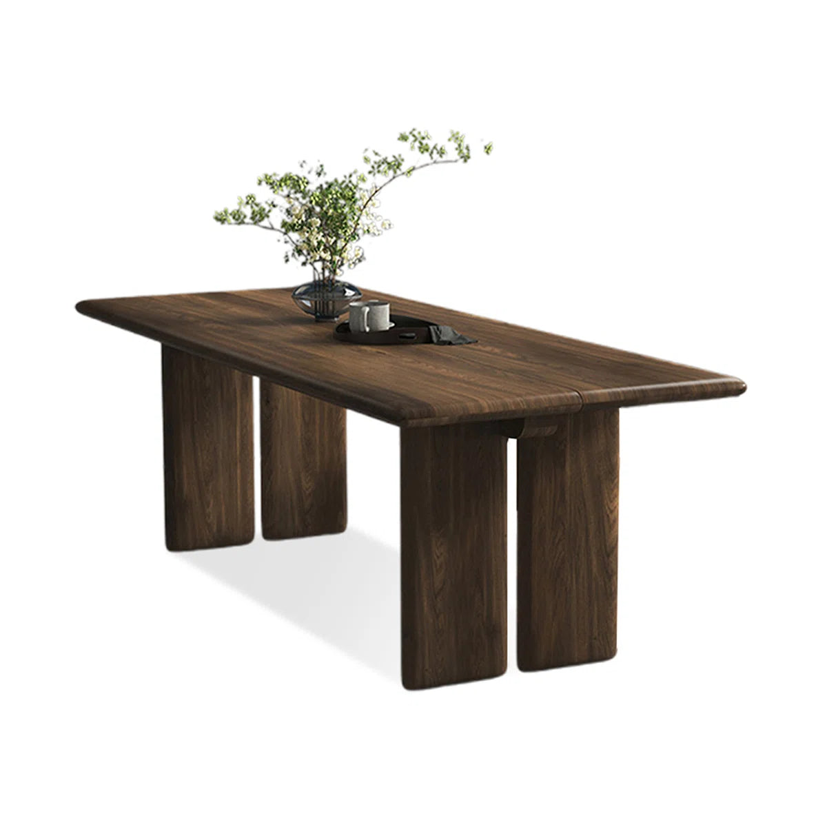Solid Walnut Dining Table with Dual Slab Legs