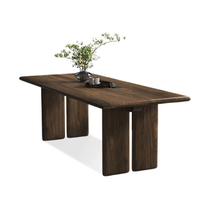 Solid Walnut Dining Table with Dual Slab Legs