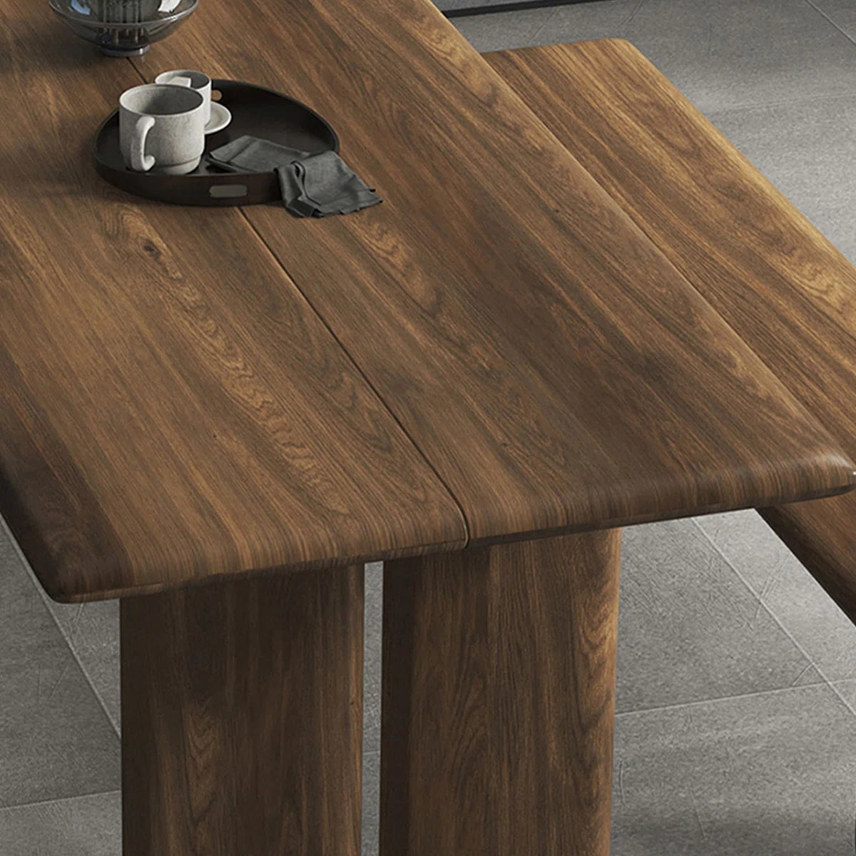 Solid Walnut Dining Table with Dual Slab Legs