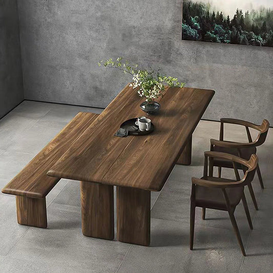 Solid Walnut Dining Table with Dual Slab Legs