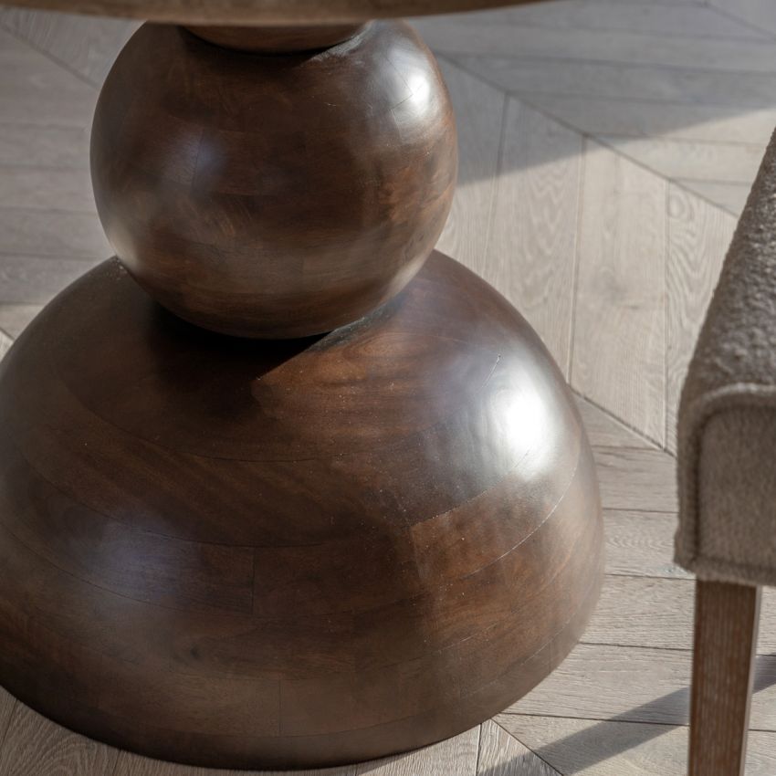 Round Marble Top Dining Table with Sculptural Base