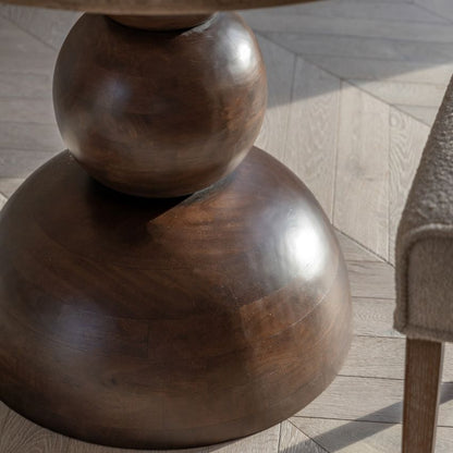 Round Marble Top Dining Table with Sculptural Base