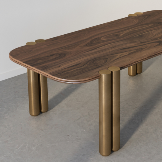 Luxury Walnut & Brass Dining Table
