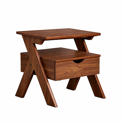 Smart Livin Linear Engineered Wood Bedside Table - Walnut Brown