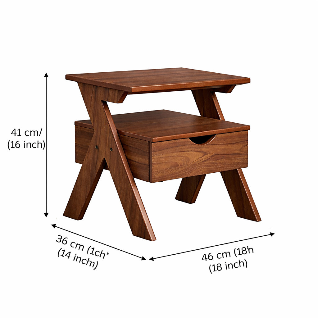 Smart Livin Linear Engineered Wood Bedside Table - Walnut Brown