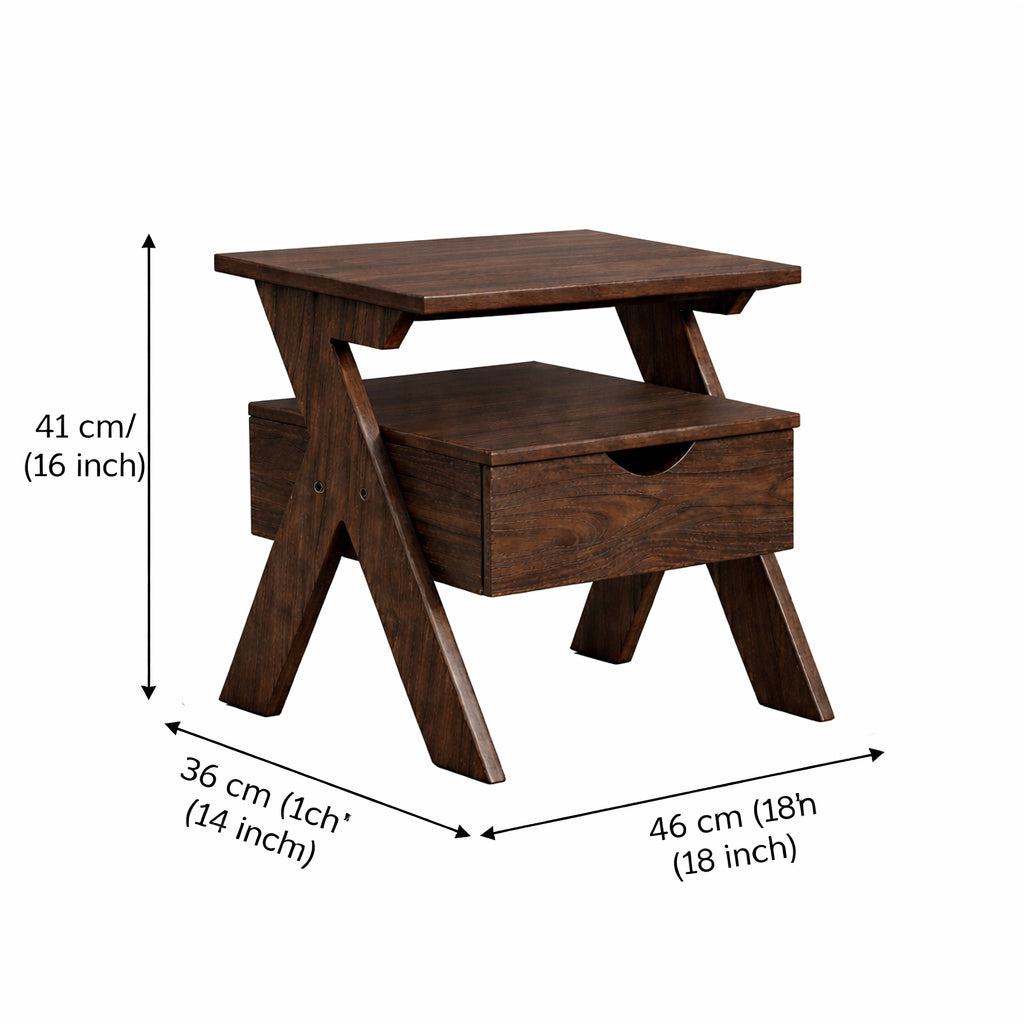 Smart Livin Linear Engineered Wood Bedside Table - Auburn Oak