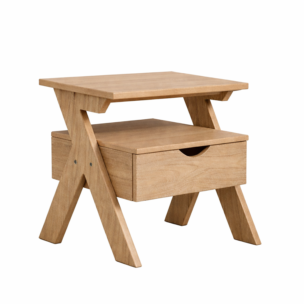 Smart Livin Linear Engineered Wood Bedside Table - Virgin Oak