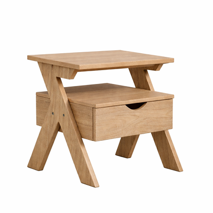 Smart Livin Linear Engineered Wood Bedside Table - Virgin Oak