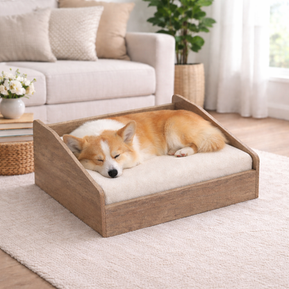 SmartLivin Storage Pet Bed with Cushion - Rustic Bark