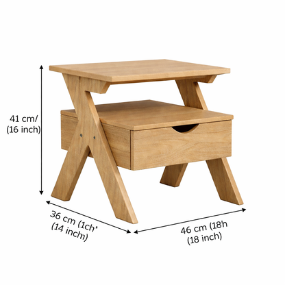 Smart Livin Linear Engineered Wood Bedside Table - Virgin Oak