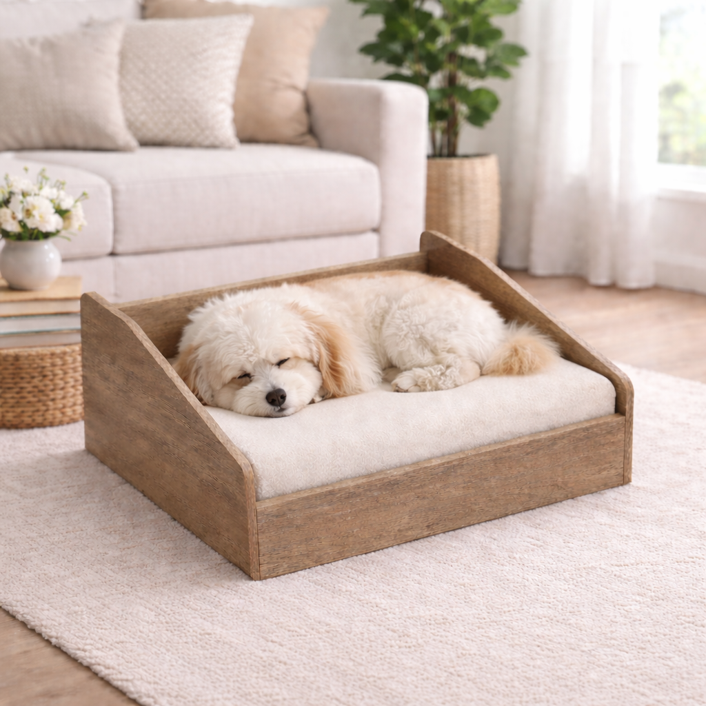 SmartLivin Storage Pet Bed with Cushion - Rustic Bark