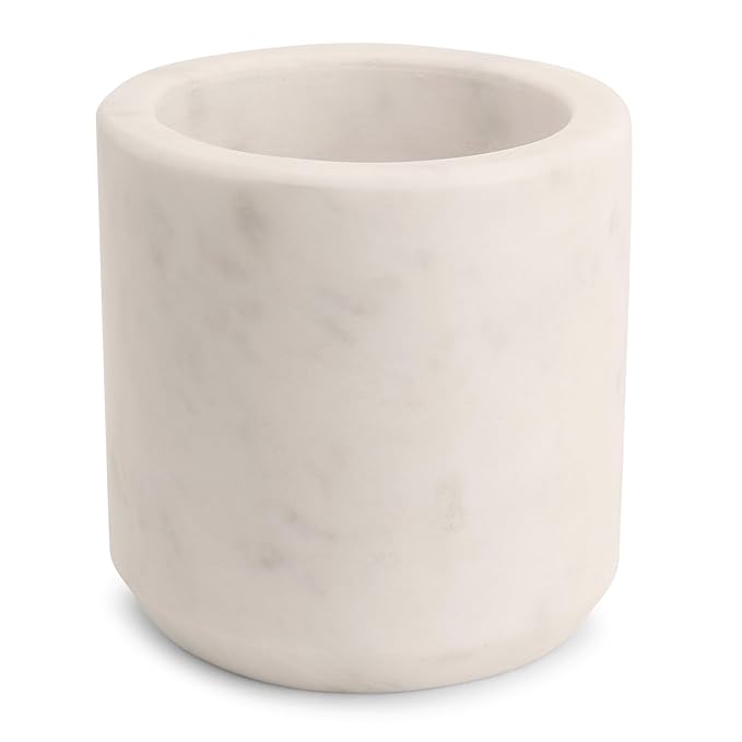 White Marble Bathroom Accessory Set with Gold Detailing – 5 Piece SET