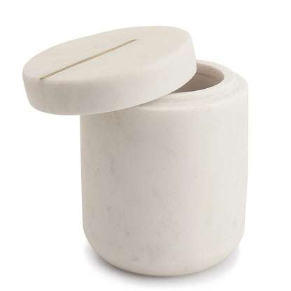 White Marble Bathroom Accessory Set with Gold Detailing – 5 Piece SET