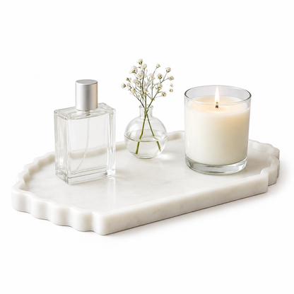 Marble Tray & Glass Candle Combo
