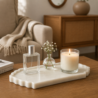 Marble Tray & Glass Candle Combo